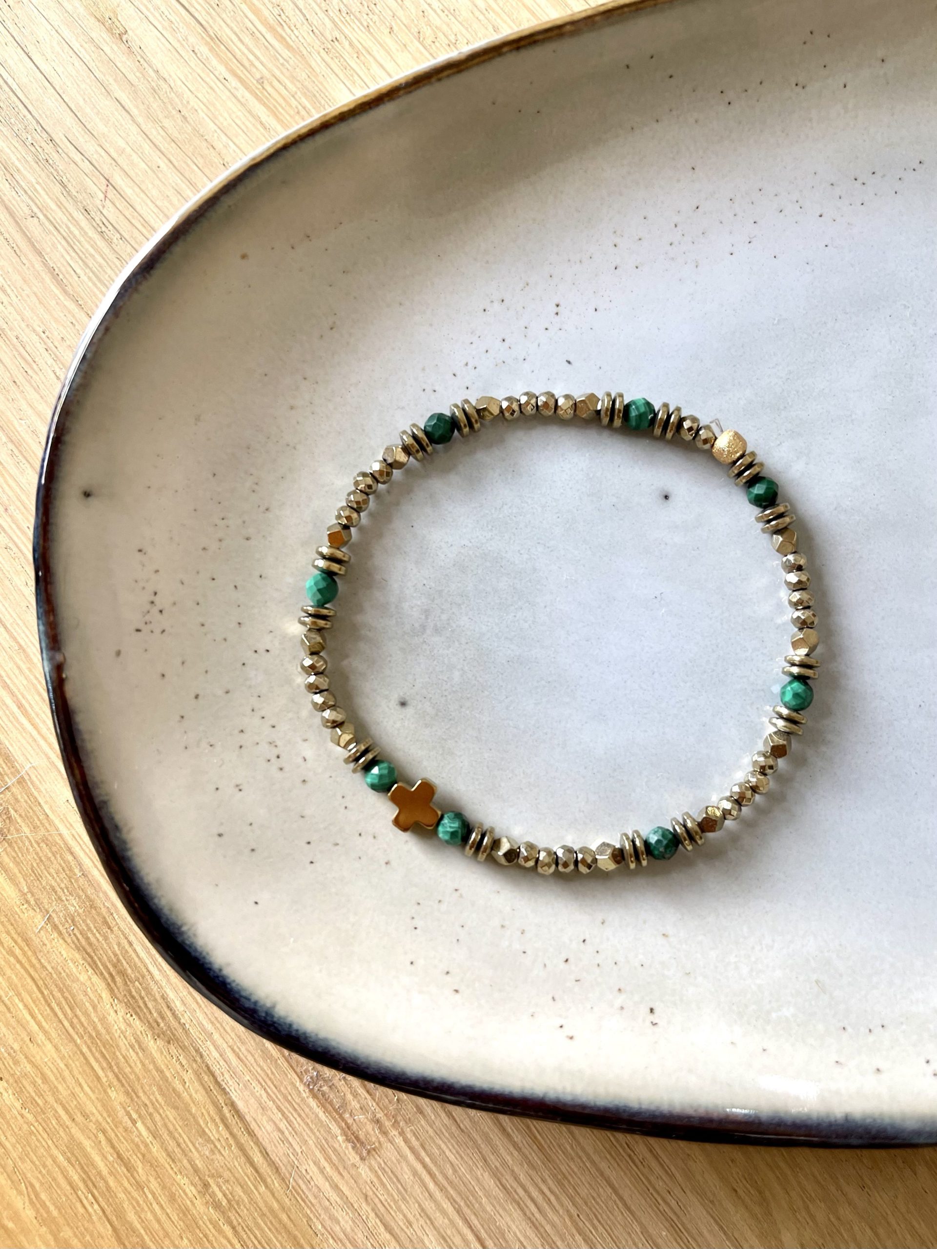 paulettequincaillerie-bijoux-createur-pierres-semi-précieuses-talisman-protection_125 bracelet tiny cruz malachite