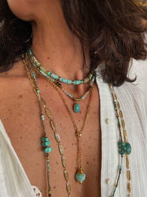 collier khepri amazonite
