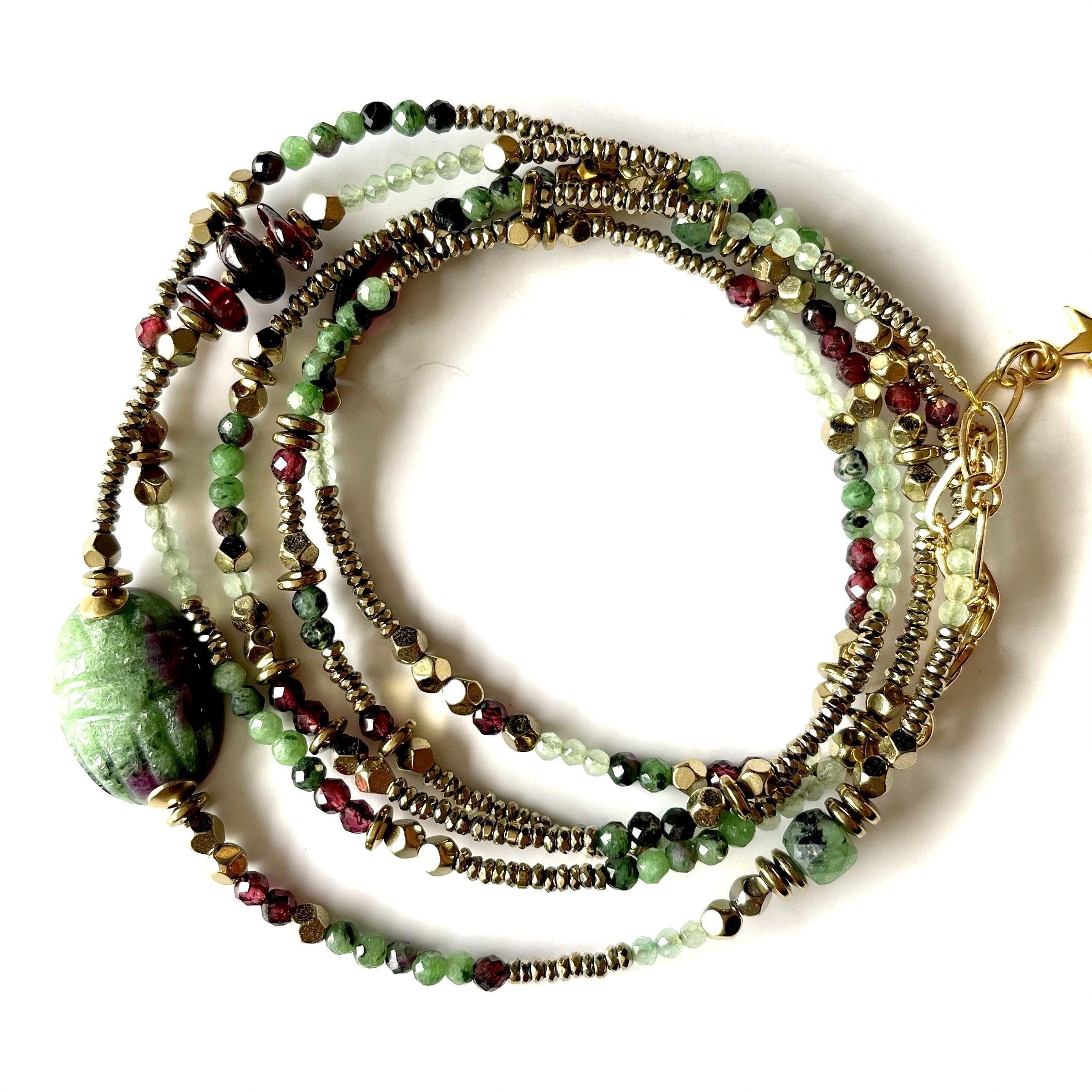 paulettequincaillerie-bijoux-createur-pierres-semi-précieuses-lithotherapie-khepri-amulette_5 multitours rubis zoisite
