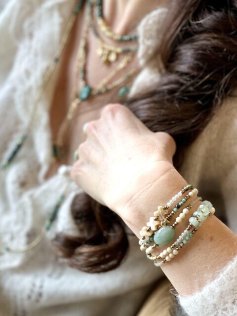 bracelet multi tours scarabée aventurine