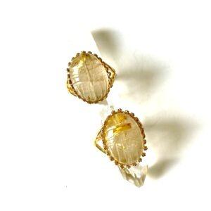 bague medaillon scarabée quartz rutile