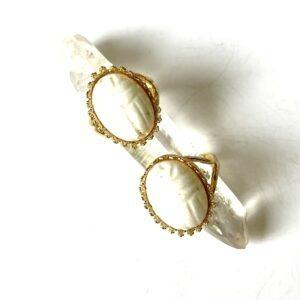 bague medaillon scarabée opale australienne