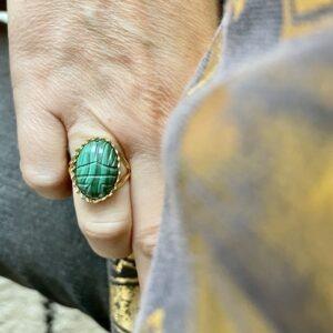 bague scarabée malachite