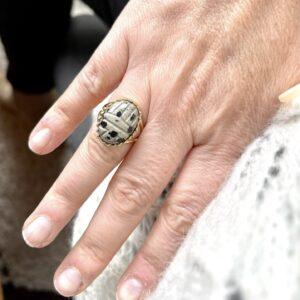 bague scarabée jaspe dalmatien