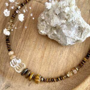 collier maya oeil de tigre citrine
