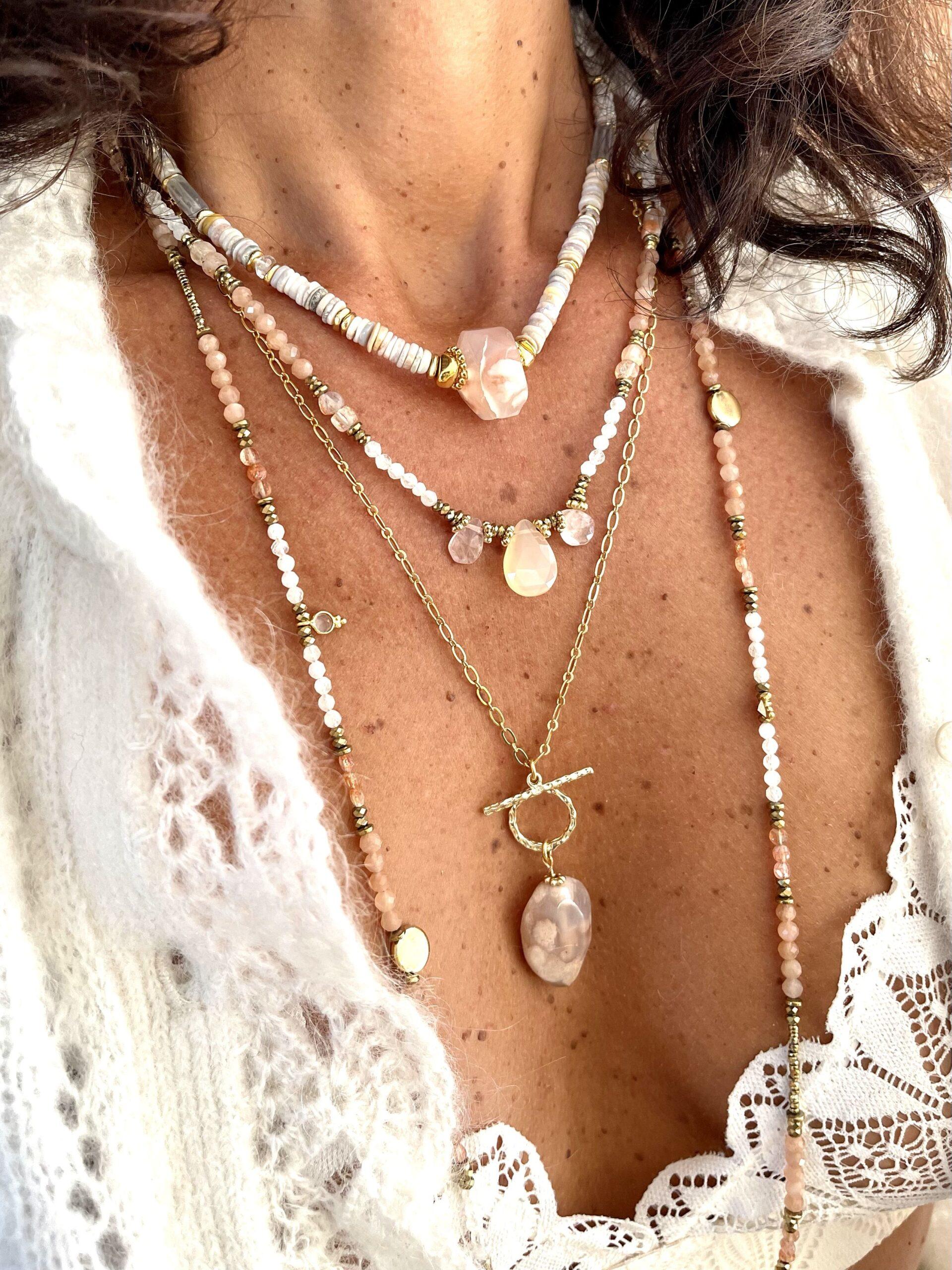 collier puka galuchat noir