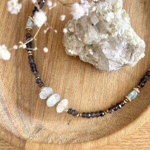 collier Artemis iolite aigue marine