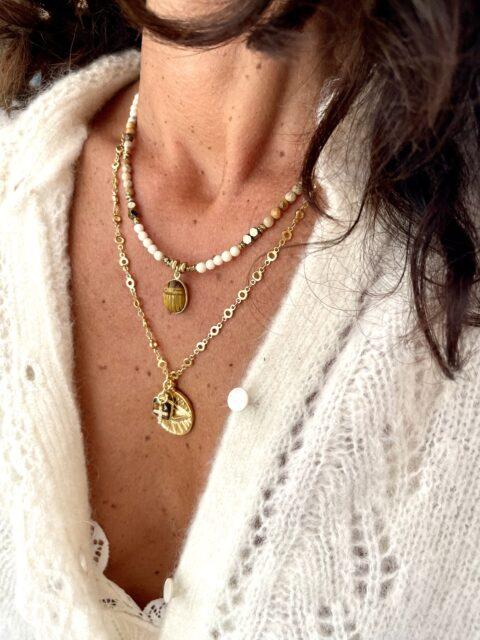 collier khepri oeil de tigre