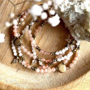 bracelet multitours pierre de lune pêche
