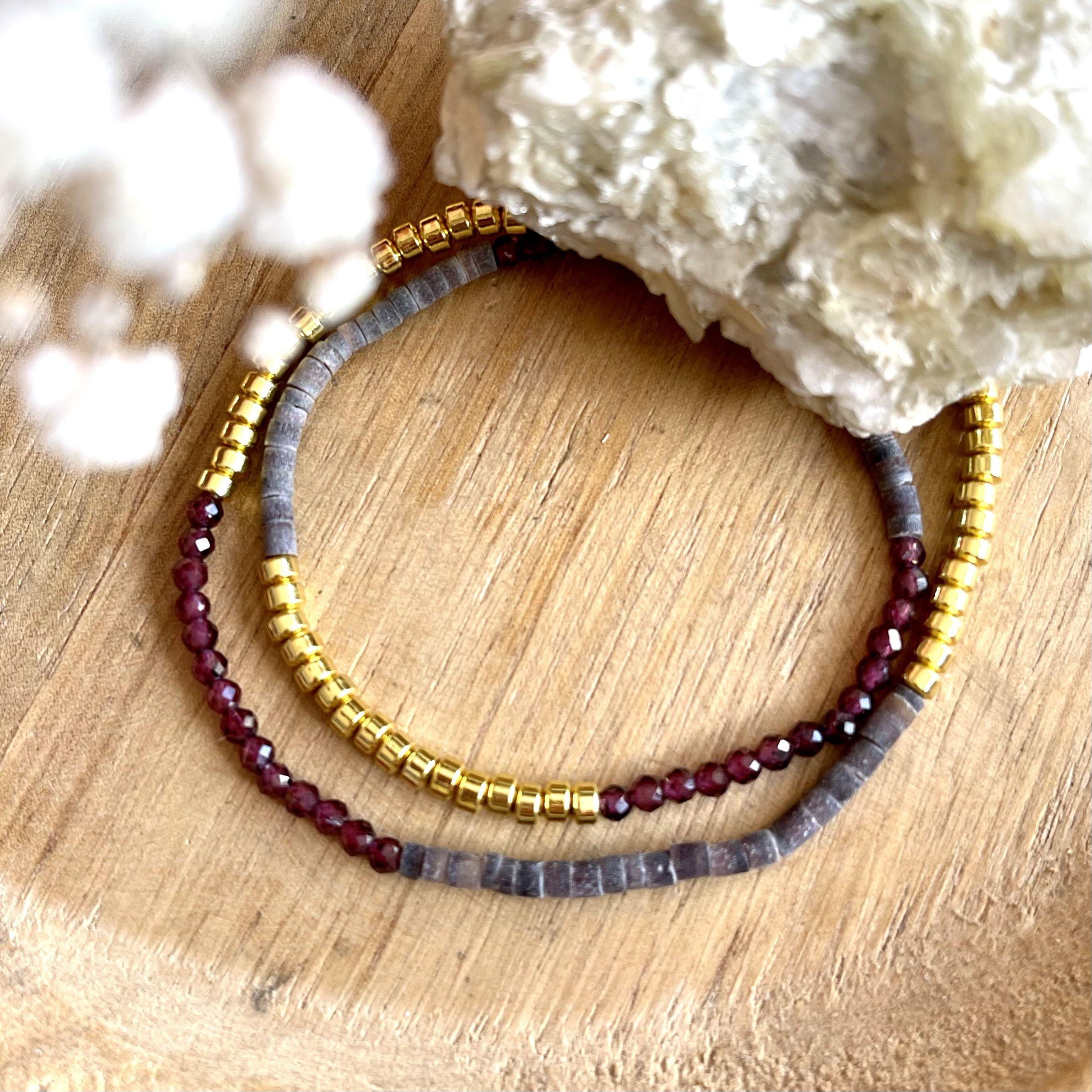bracelet tiny puka grenat
