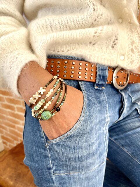 bracelet multitours turquoise