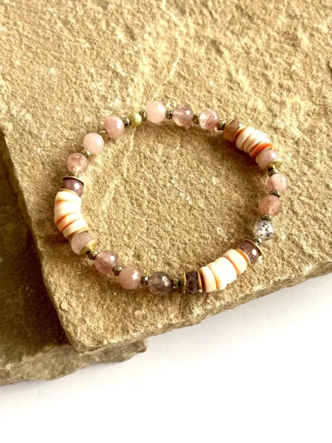 bracelet élastique pure big quartz fraise
