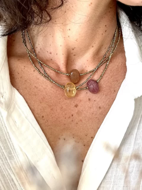 COLLIER AMULETTE SCARAB - scarabée au choix