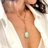 collier-mamounia-scarabée-amazonite-amulette-talismans-paulettequincaillerie-bijoux-createur-pierres-semi-précieuses-lithotherapie_117 collier mamounia scarabée amazonite est un collier en maille vintage et pendentif en pierre d'amazonite sculpté en scarabée