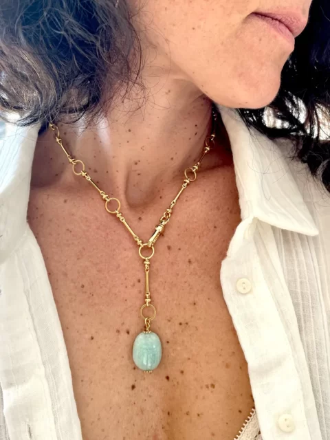 collier ammonia scarabée amazonite