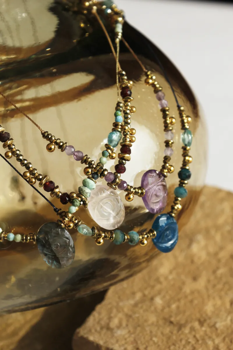 collier Horus sur soie citrine